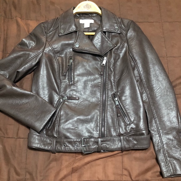 H&M Brown Vegan Leather Jacket - Picture 2 of 4